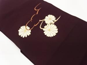 塩瀬金駒刺繍菊に抽象模様名古屋帯